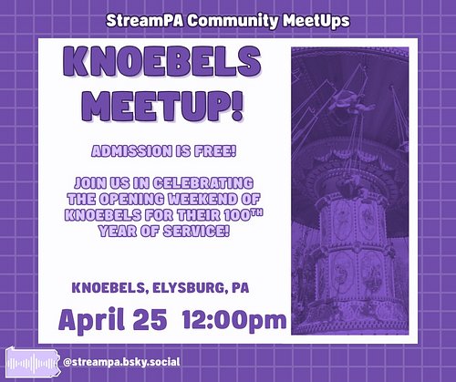 No jokes here, we're having a @knoebels meetup! Join #StreamPA at the 100th year opening weekend of the largest free admissio...