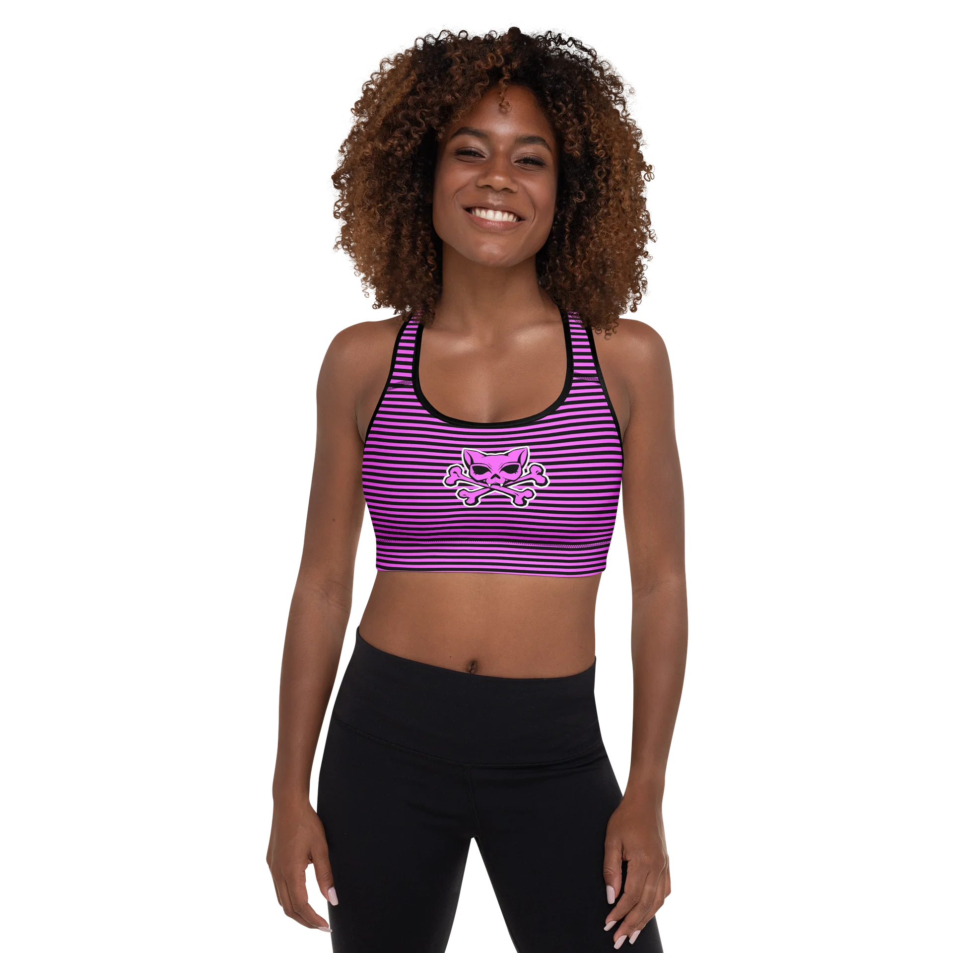 Pink and Blaque Stripped Sports Bra product image (1)