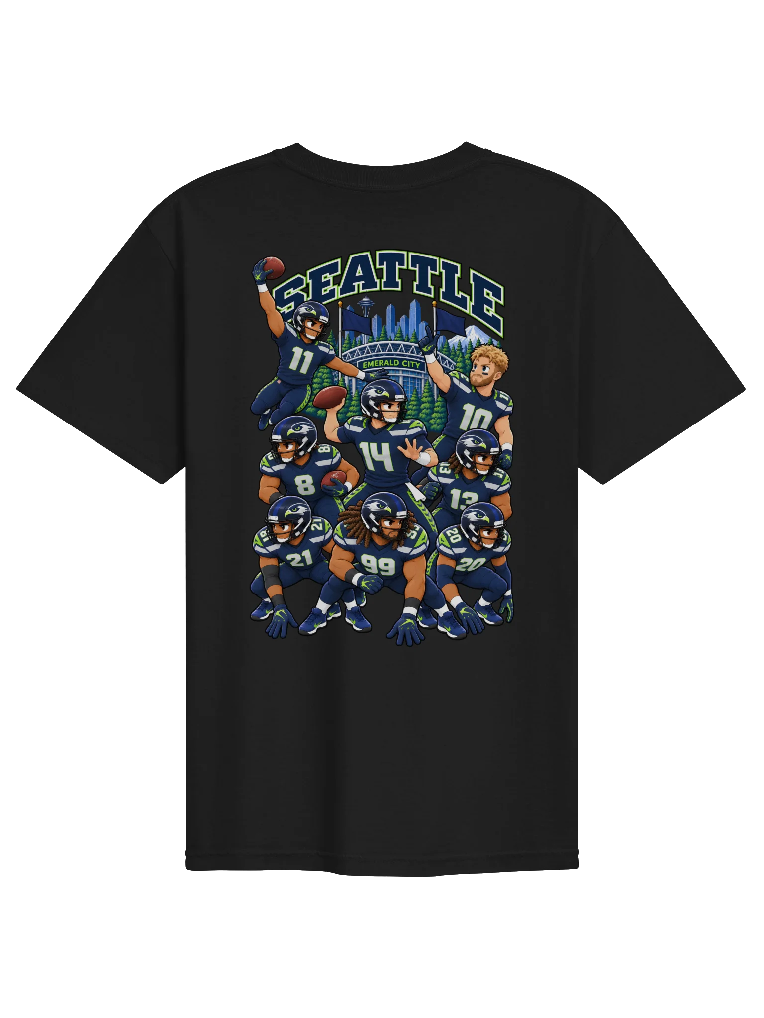Seattle Football 2026 Animated Player Back Print T-Shirt product image (2)