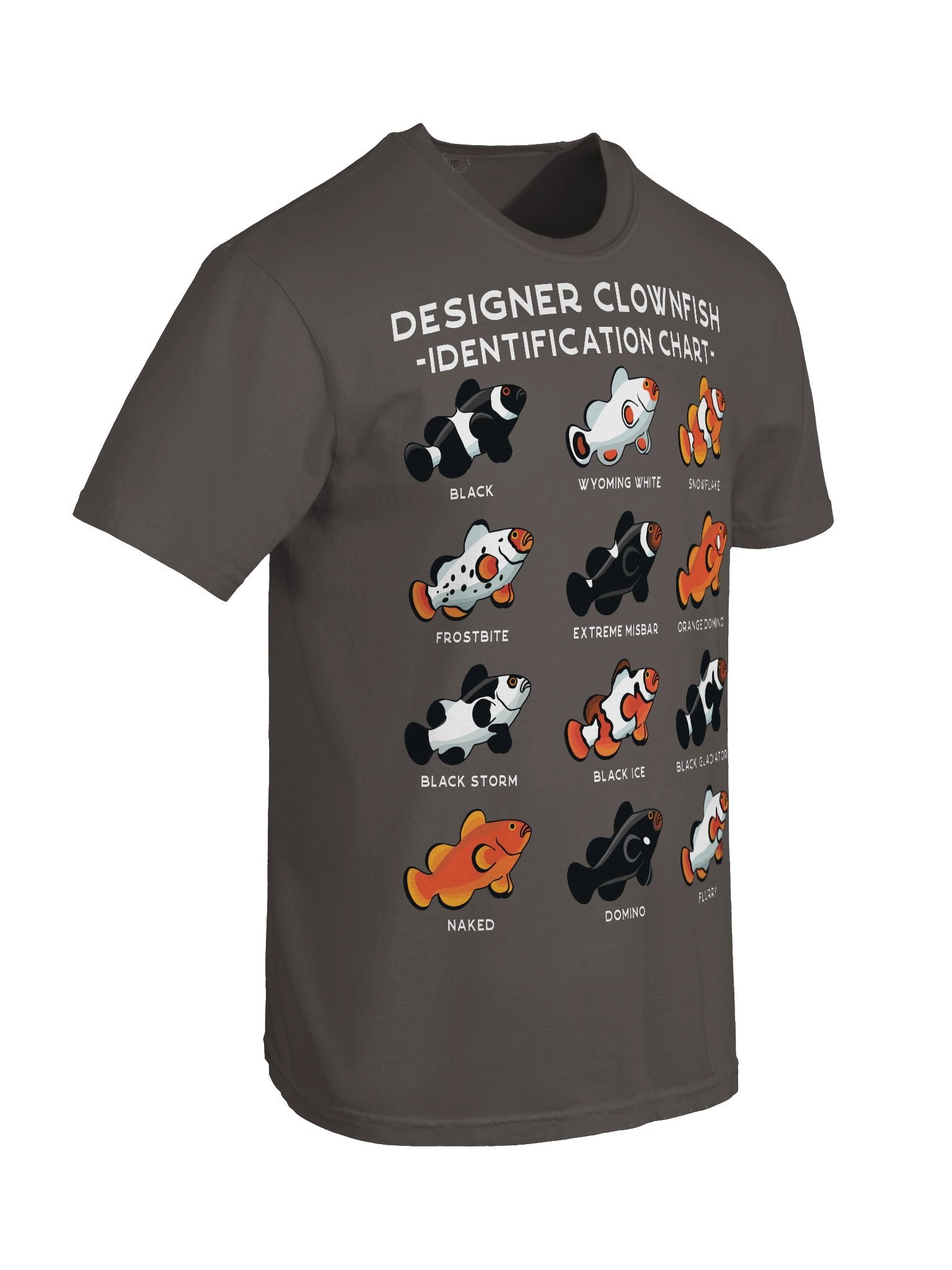 Designer Clownfish Identification Chart T-Shirt for Reef Aquarium Lovers product image (10)