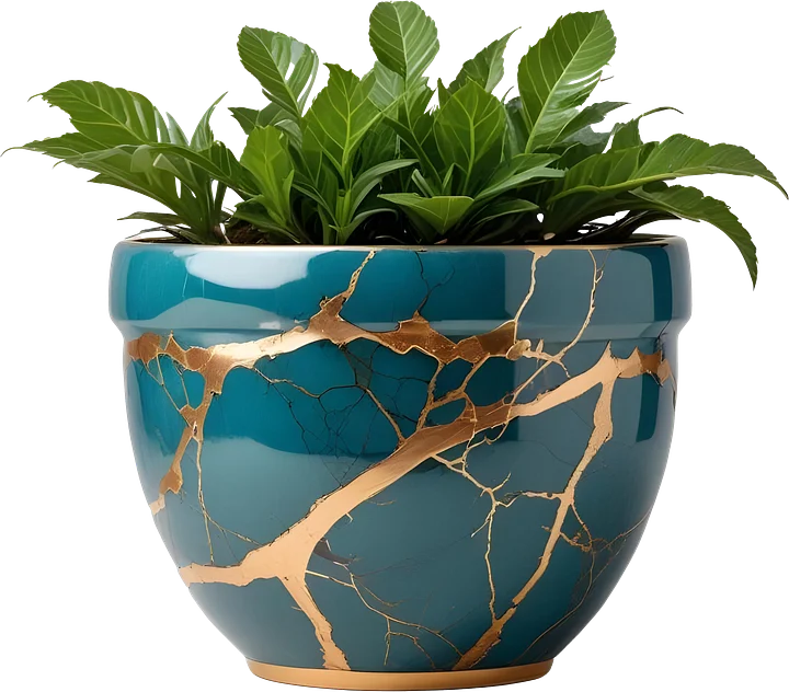 Kintsugi Elegance – Azure Renewal Planter PNG product image (1)