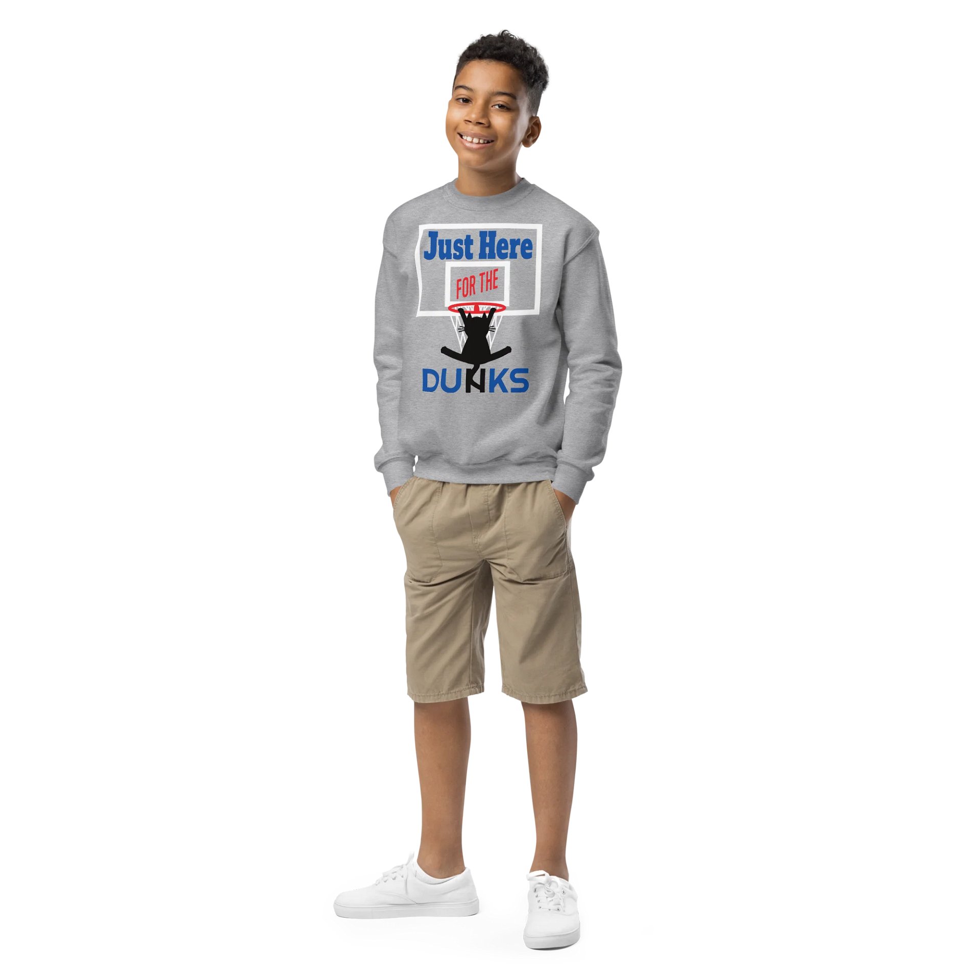 Basketball Cat (Just Here for the DUNKS) - Unisex Youth Sweatshirt product image (1)