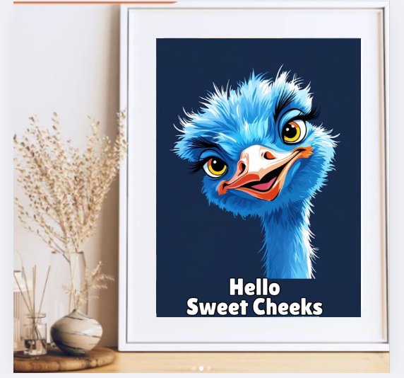 Ostrich Hello Sweet Cheeks Wall Art product image (3)