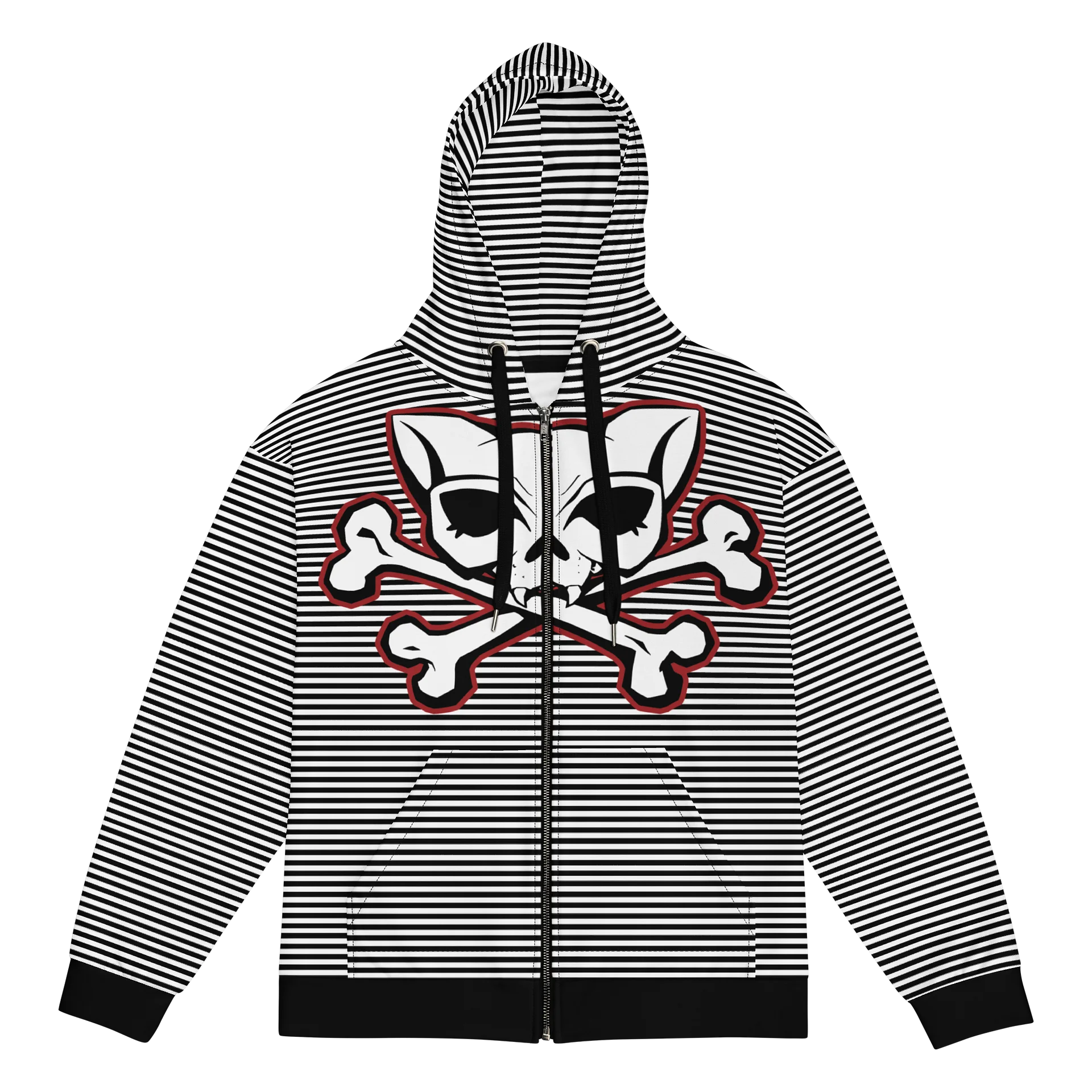 Blaque and White Redline Kat Skull Stripped Hoodie product image (1)