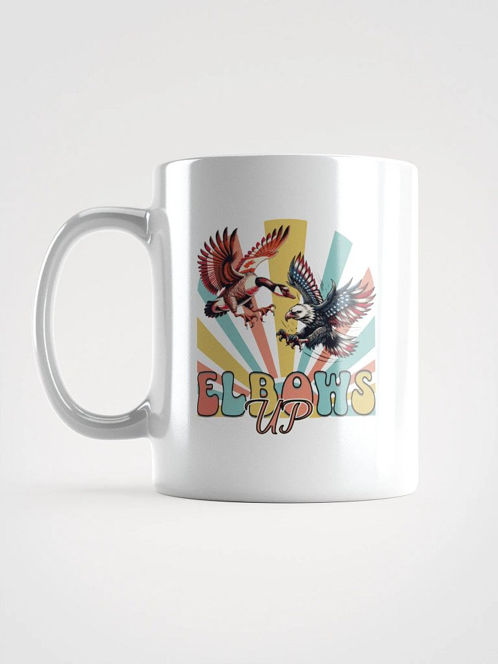 Elbows Up Canadian Goose Vs American Eagle Patriotic Confrontation Mug product image (1)