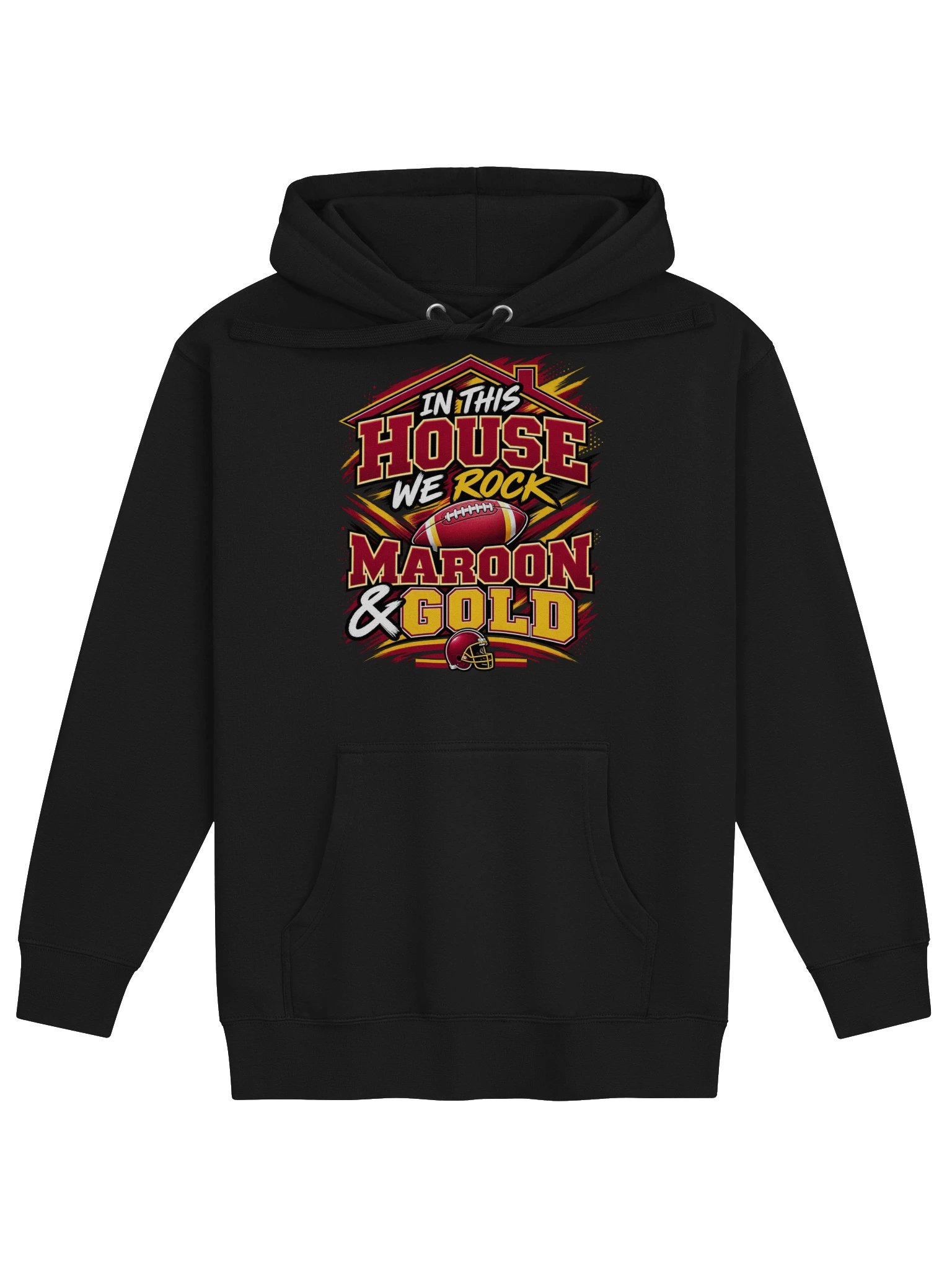 In This House We Rock Maroon & Gold Hoodie product image (1)