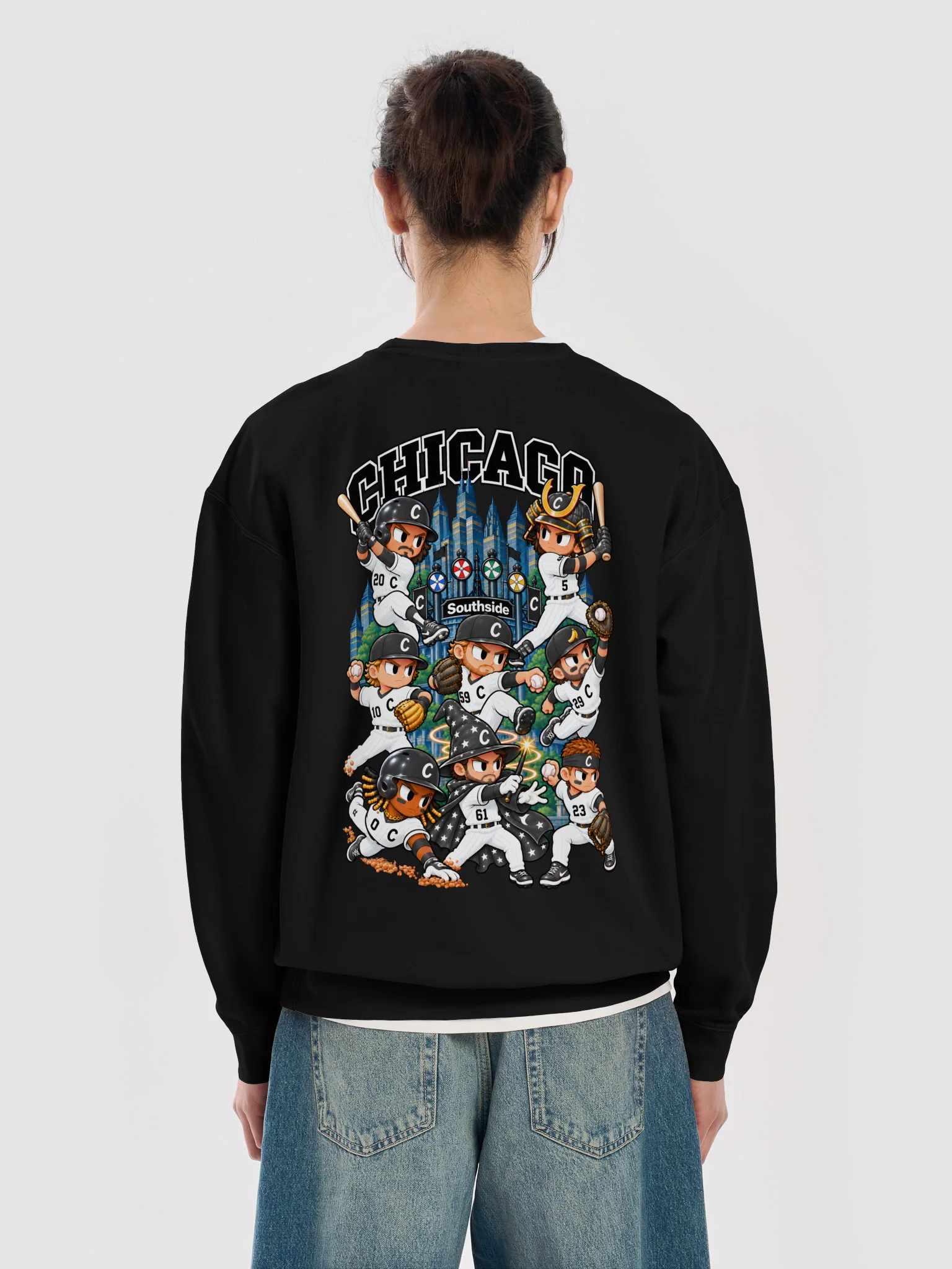 Chicago Southside Baseball 2026 Animated Player Back Print Crewneck product image (6)