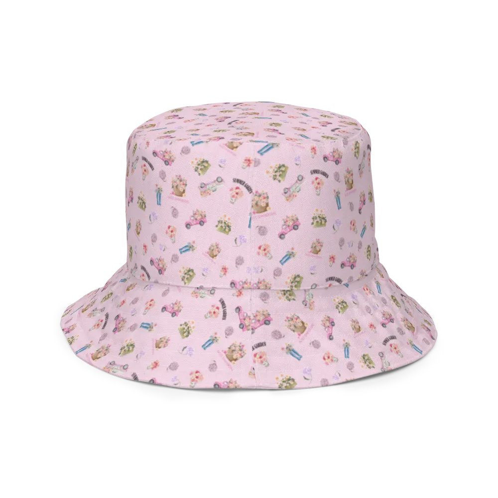 PINK DAISY COTTAGE PATTERN BUCKET HAT REVERSIBLE - Diesen Hut hat niemand ausser Dir ! product image (10)