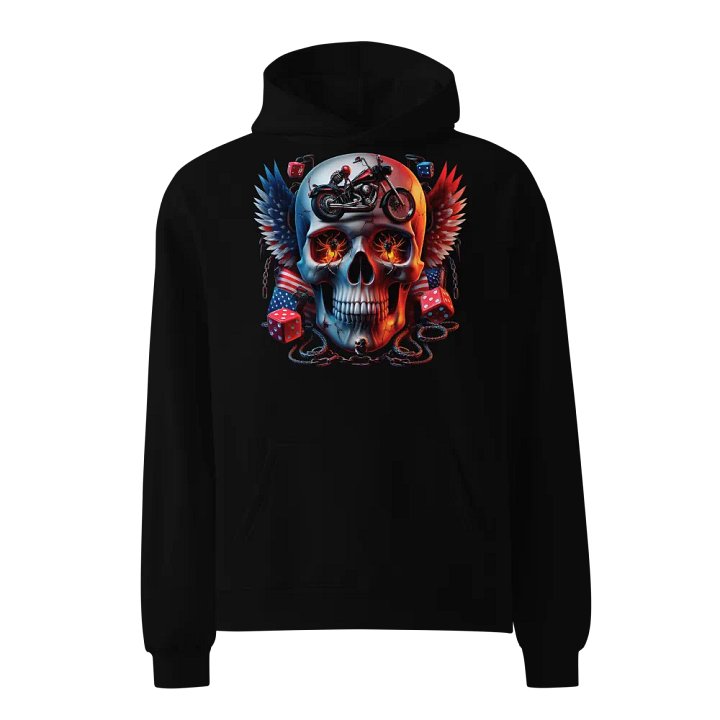 Fire and Fury Skull Motorcycle Unisex Hoodie #24 product image (1)