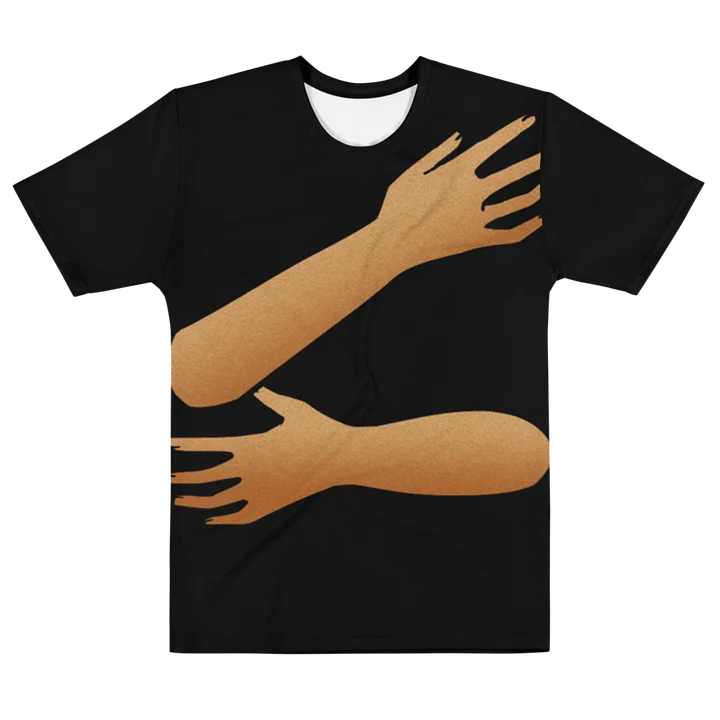 Back Hug T-Shirt (black shirt / brown skin tone) product image (1)