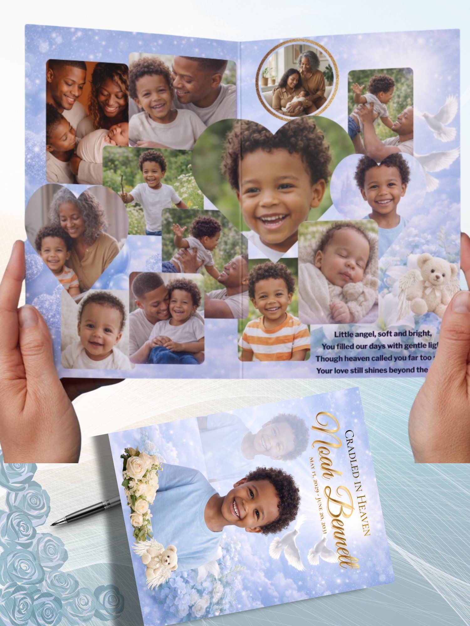 8-Page Tabloid Baby Celebration of Life Booklet - Large 17x11 Infant Funeral Program Template & 14in Legal Service (Canva) product image (4)