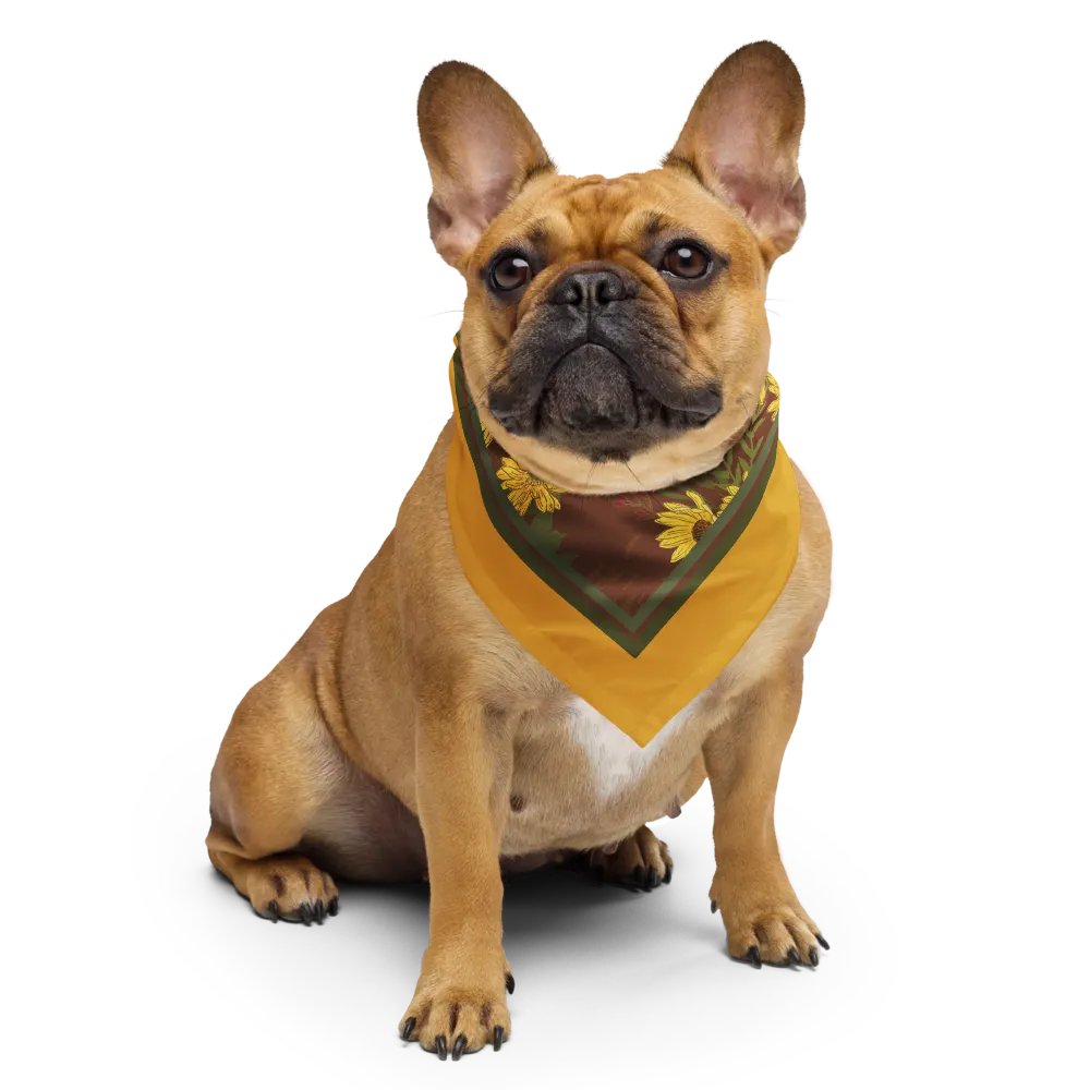 “Helianthus Sunflower Amongst the Greens” Bandana with Gold product image (5)
