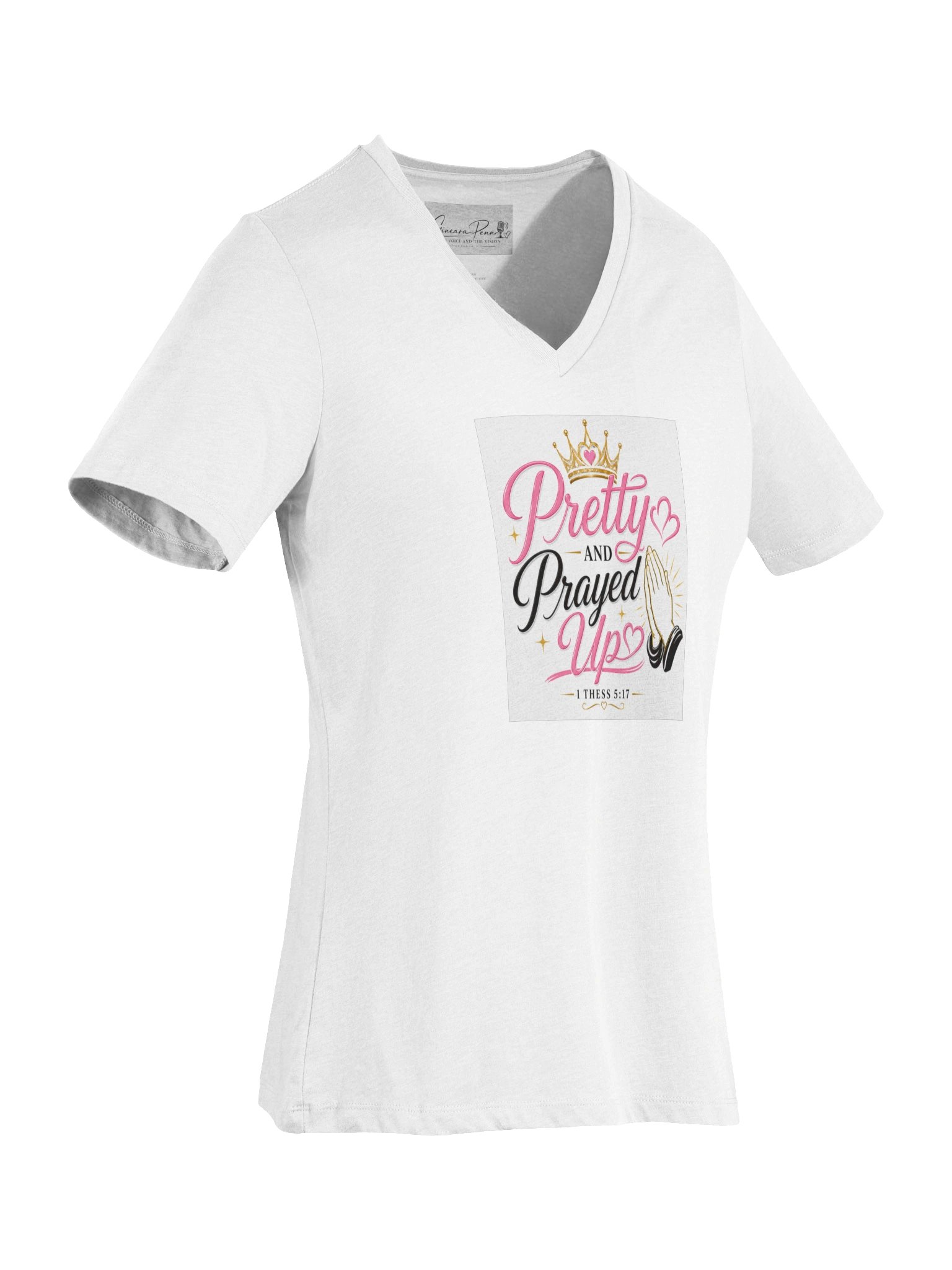 Pretty and Prayed up V-neck-Wite product image (5)