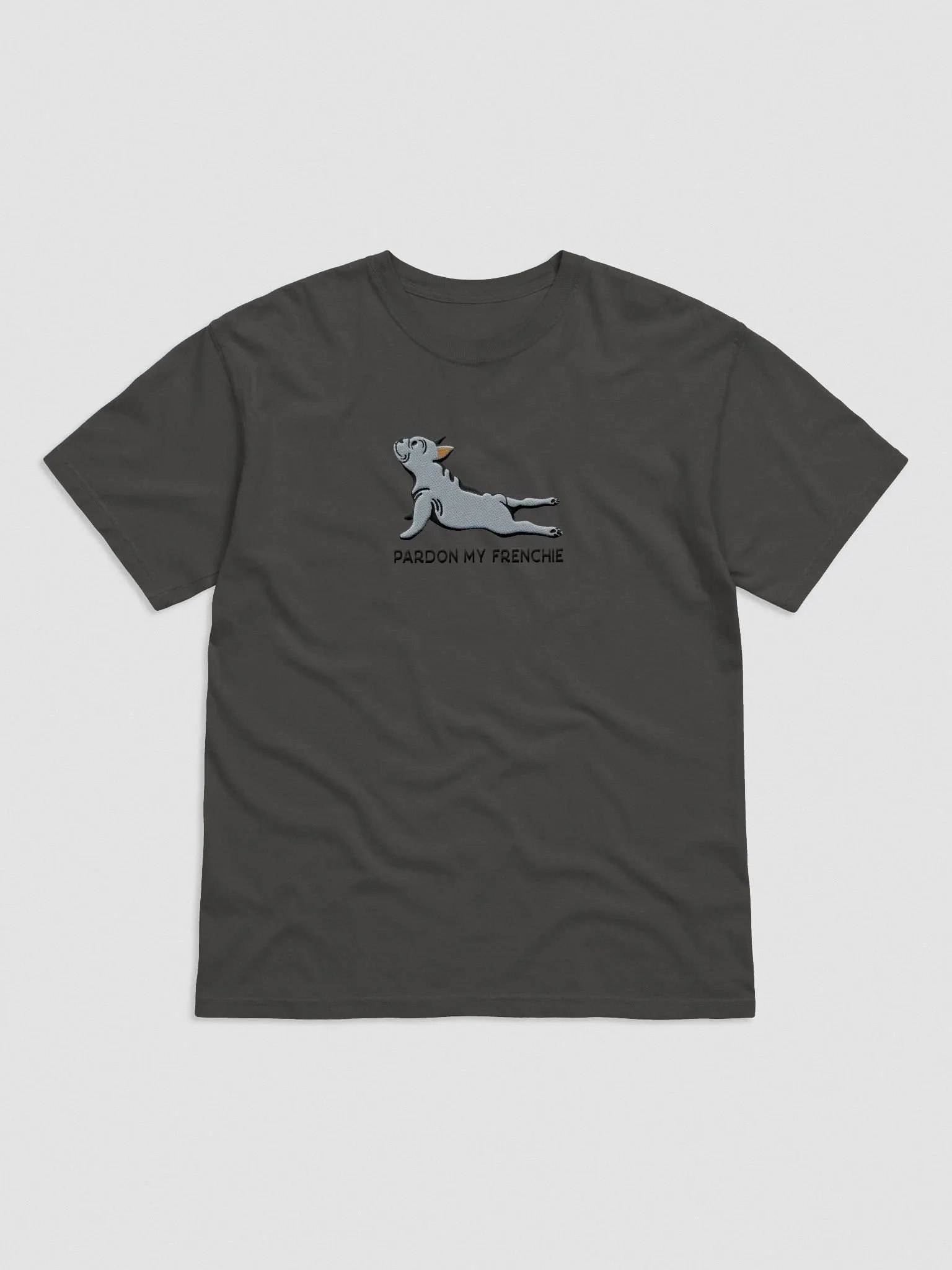 Pardon My Frenchie T-Shirt(Embroidered) of a French Bulldog(Blue) product image (4)
