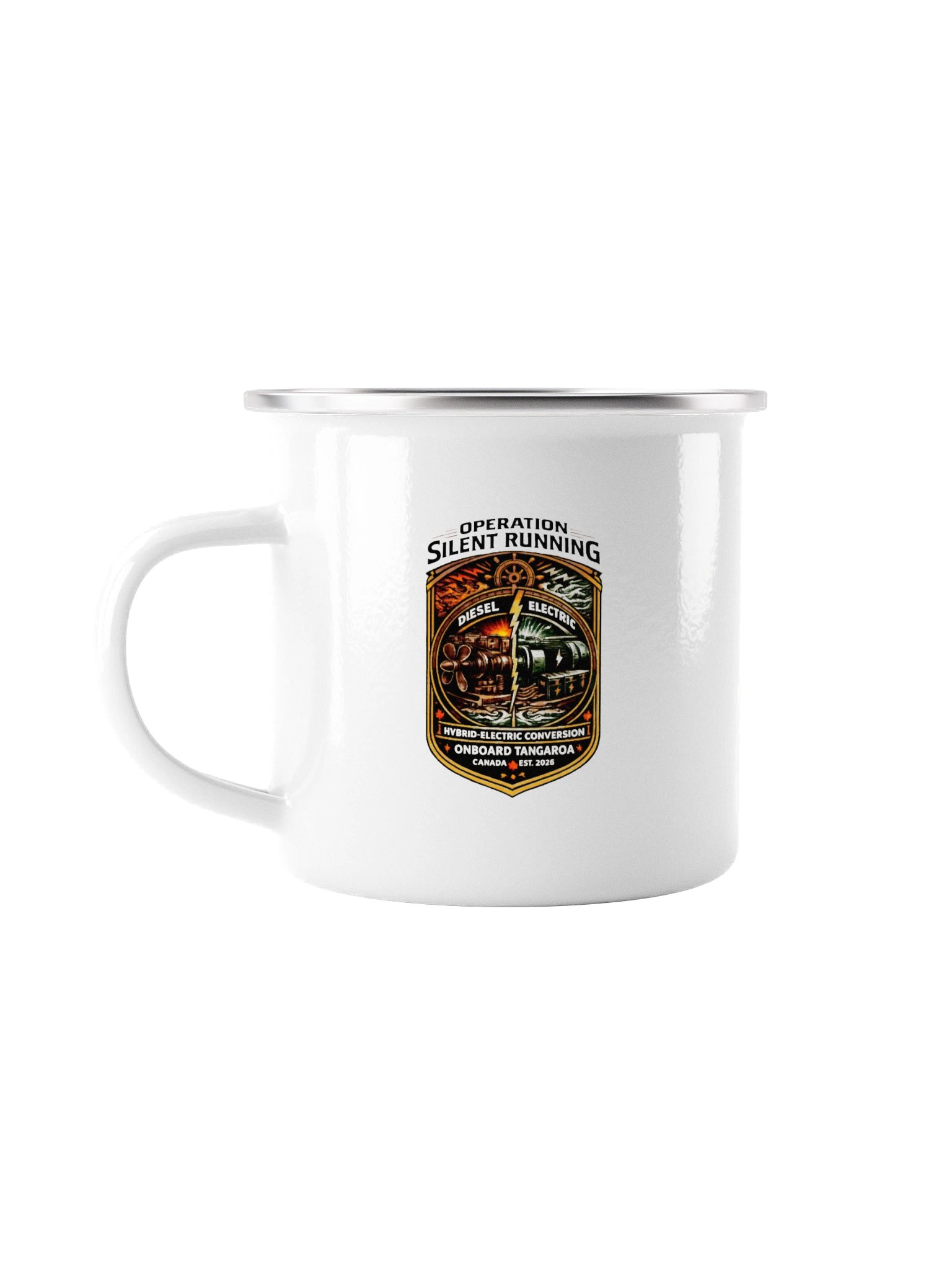 Enamel Camp Mug – Silent Running Badge product image (1)