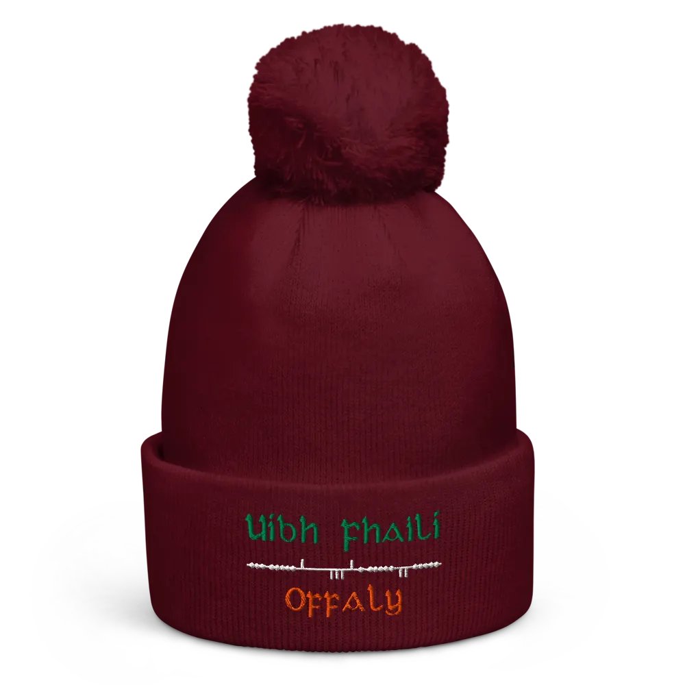 Offaly/Uíbh Fhailí Scholastic style Ogham embroidered Pom-Pom Beanie product image (3)