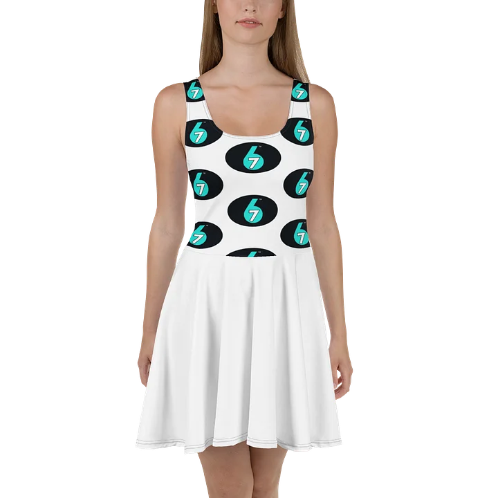 White skater dress - hero logo on front and back product image (1)