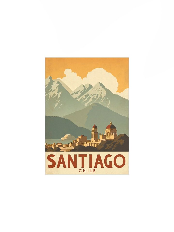 Santiago de Chile: Retro Travel Poster & Andean Skyline (Cerro San Cristóbal) product image (2)