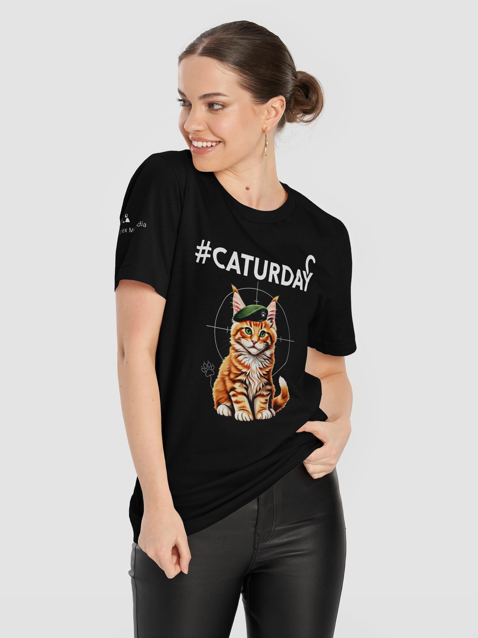 Operation #Caturday Green Beret Orange Cat Tee - Available Only In Black product image (11)