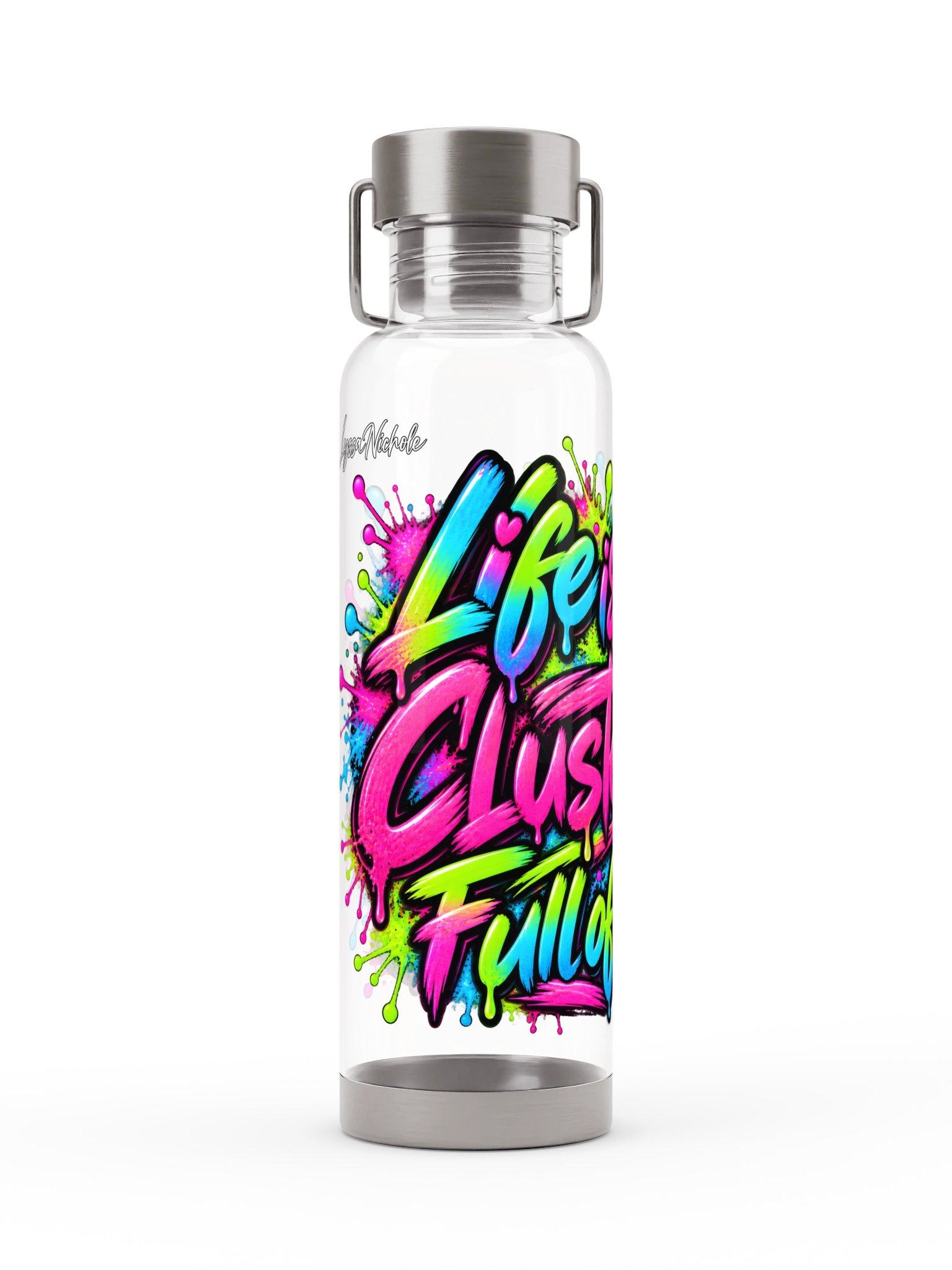 Neon Clusterfuck Graffiti Sports Bottle product image (3)