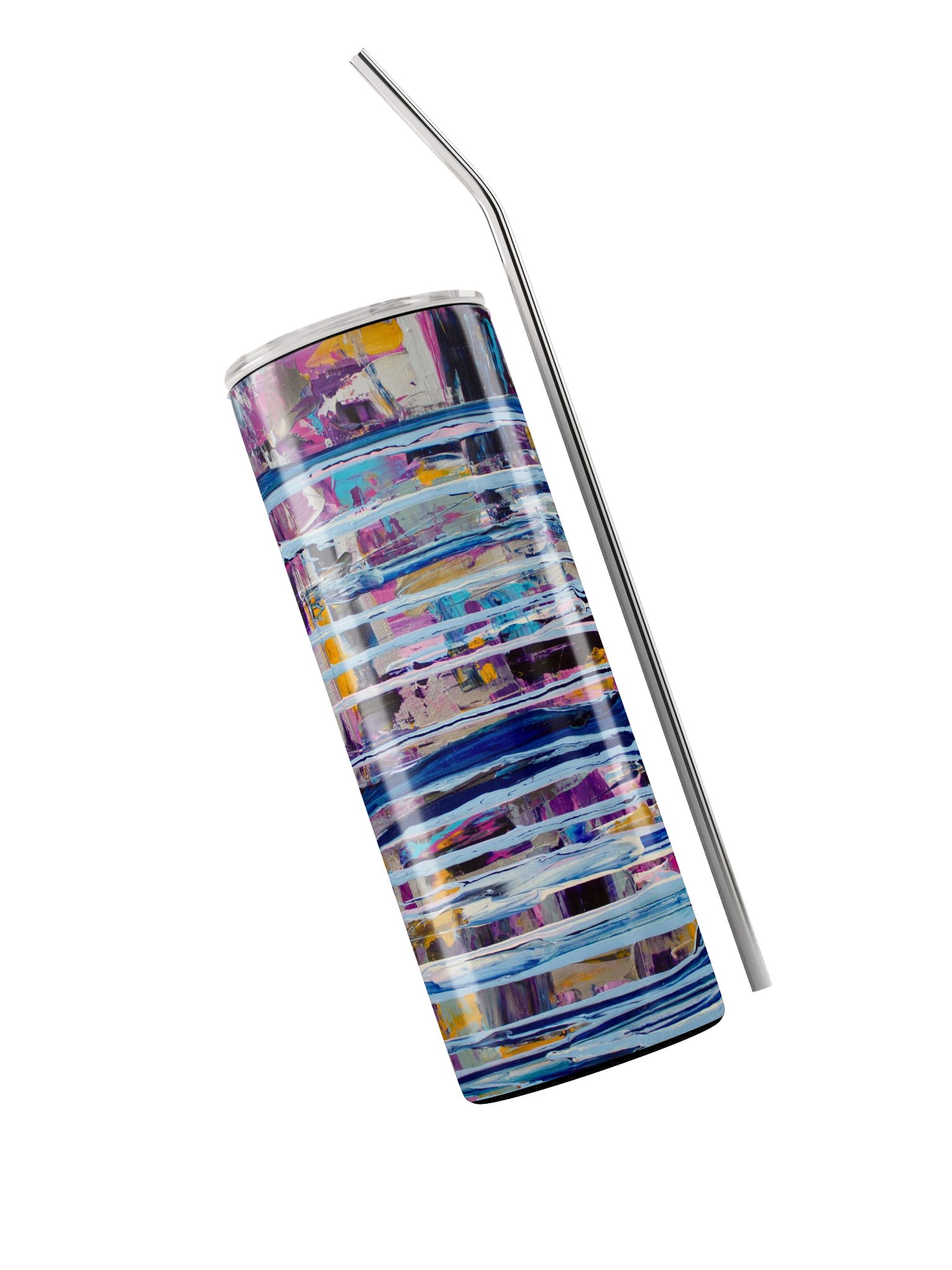 Blue Drips Tall Stainless-Steel Tumbler w/ Straw product image (6)