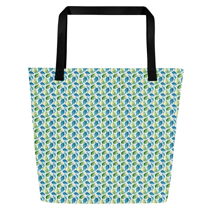 Verdant Breeze – Blue & Green Botanical Tote Bag product image (1)