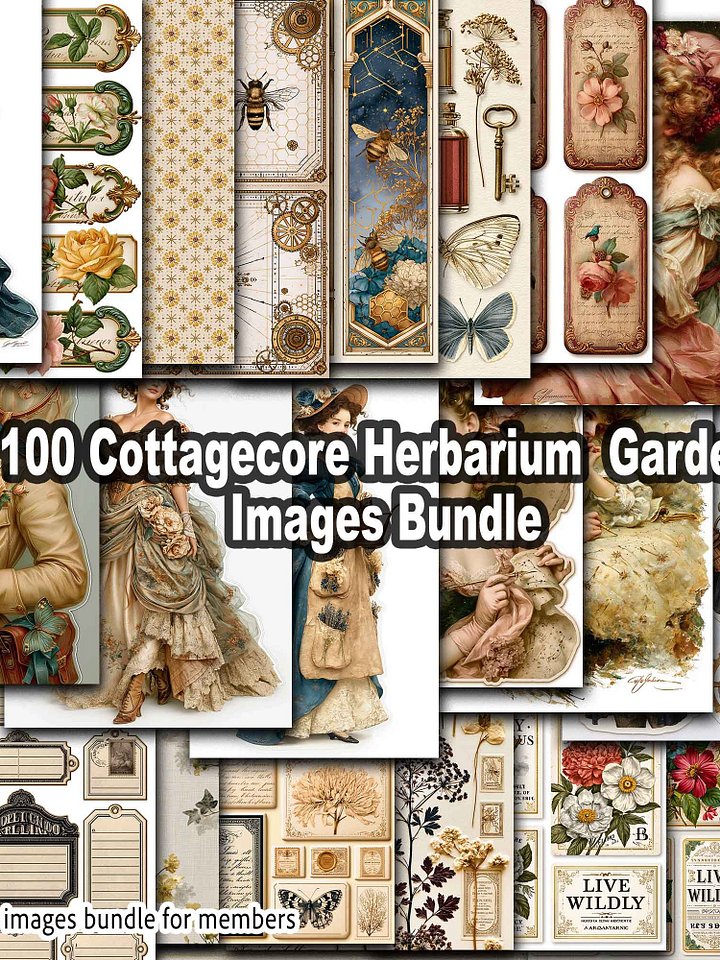 100 COTTAGECORE HERBARIUM GARDEN IMAGES BUNDLE + FREE GIFT: HERBARIUM GARDEN FOLIO & 8 COZY TAGS KIT! product image (1)