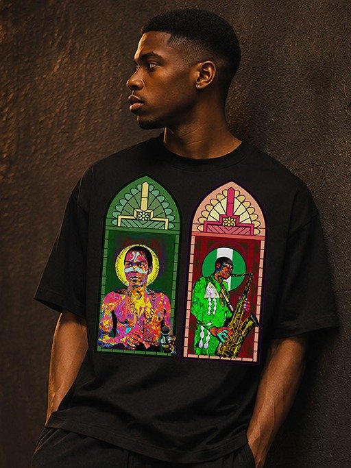 Fela Kuti Stained Glass T-Shirt | Afrobeat Legend Tee | Pan-African art product image (2)