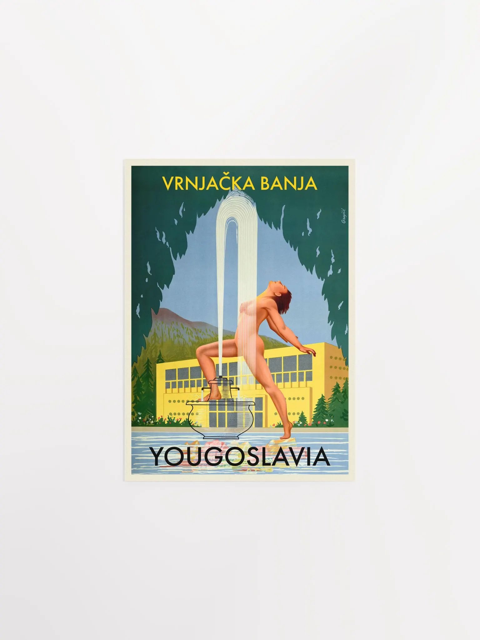 Yugoslavia, Vrnjačka Banja, 1950s — retro vintage travel poster, retro travel art, retro travel wall art, art deco poster, art deco product image (6)