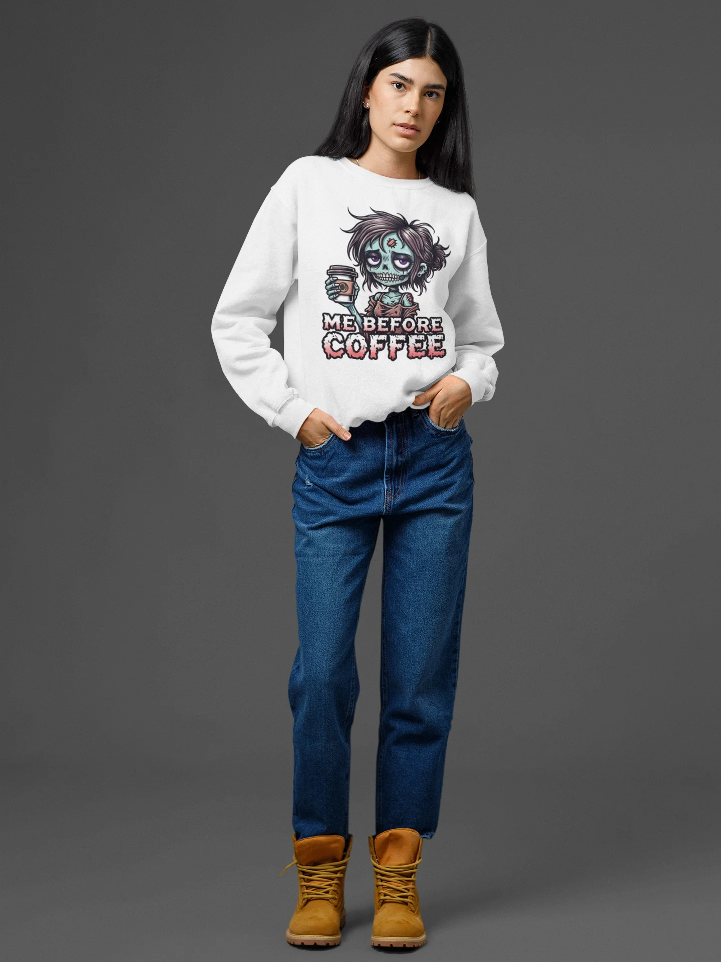 "Me Before Coffee" Zombie Chick Sweatshirt | Me Before Coffee Collection product image (12)