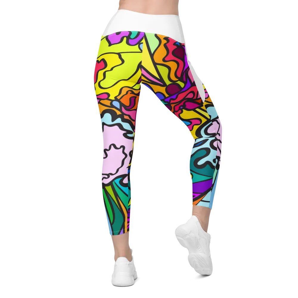 Psychedelic Fusion Crossover Leggings with Pockets - Wave at Sunset product image (7)
