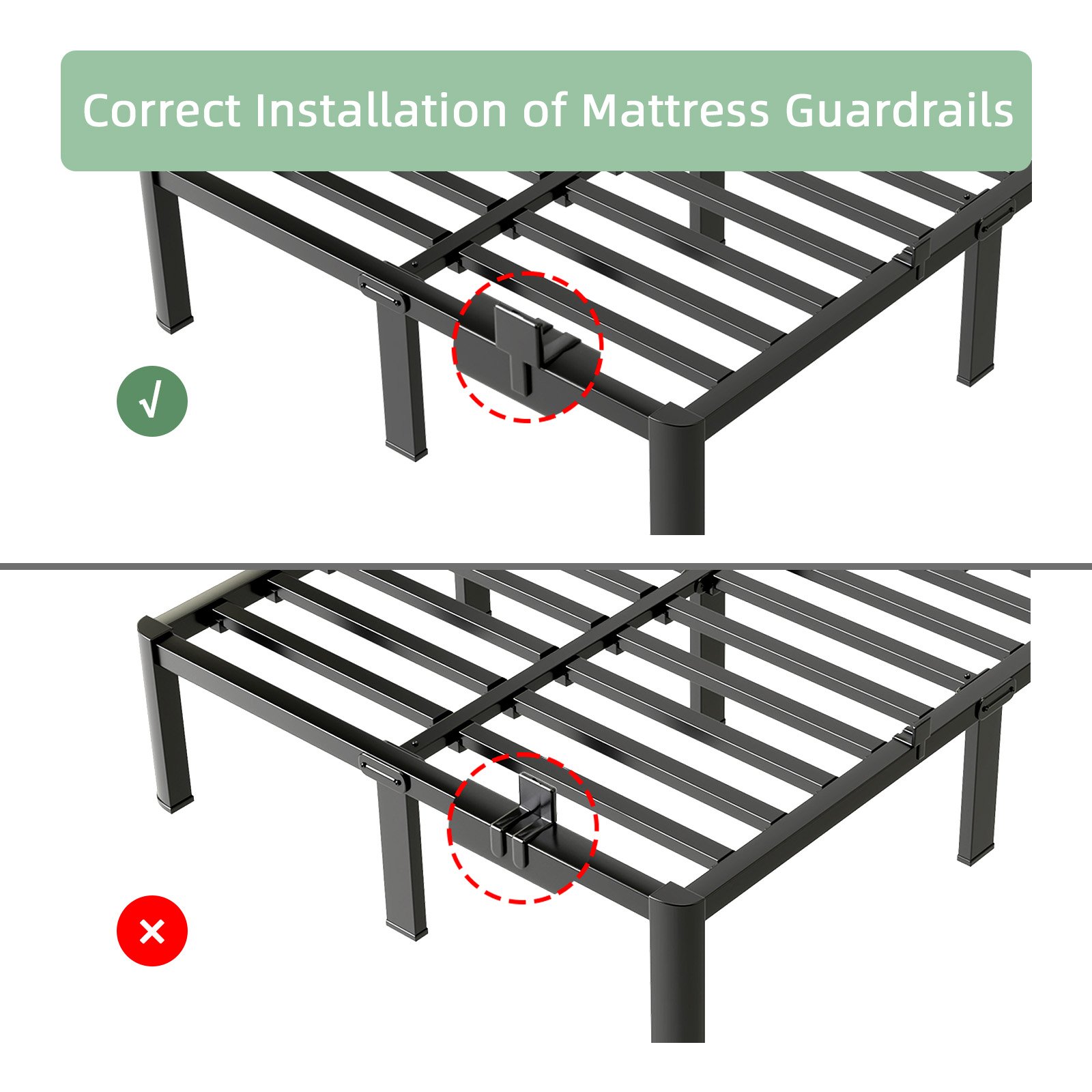 Metal Bed Frame,Full Size Bed Frame with Storage Space,Heavy Duty Sturdy Mattress Foundation,Easy Assembly,No Box Spring Needed, Black,18 Inch,Full product image (4)