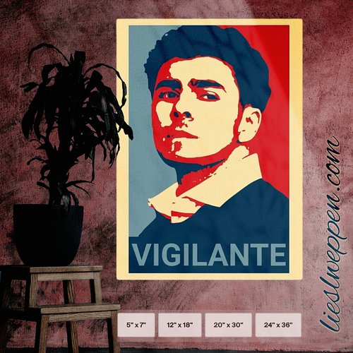Luigi Mangione Vigilante Poster.
www.lieslweppen.com

#luigimangione 
#denydefendepose 
#vigilante 
#posterdesign 
#kittldesign