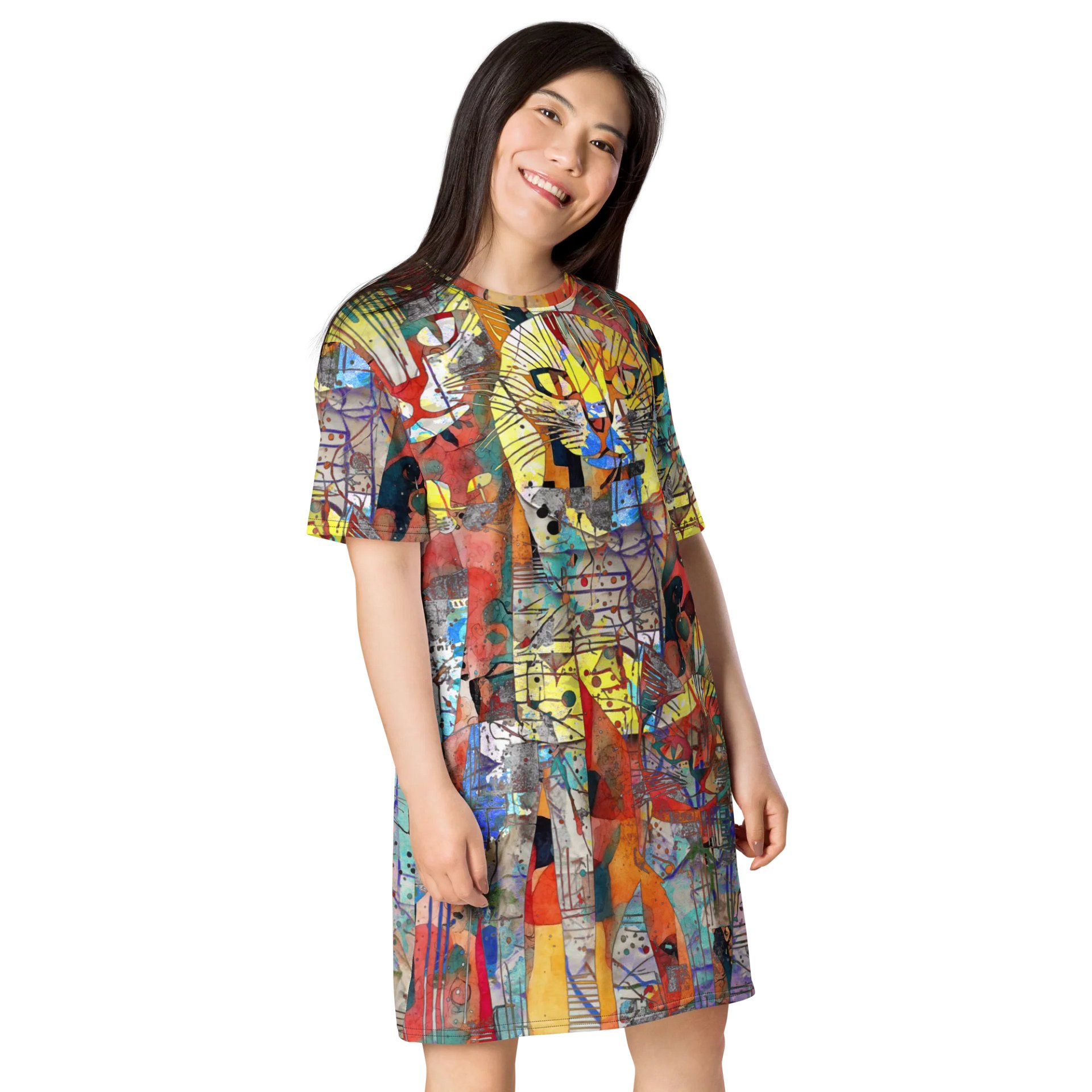 Calico Cats T-Shirt Dress product image (4)