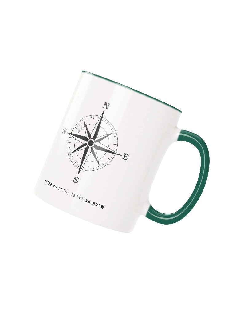 Compass - Jamaica - Vintage ALT | Ceramic Mug Forest Green Peek-A-Boo Inside product image (4)