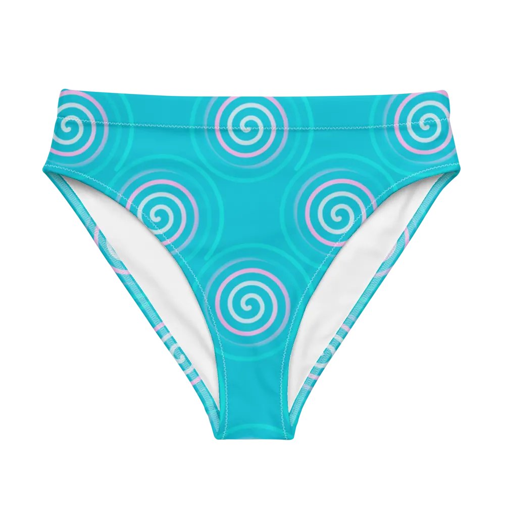 Beautiful Minimalist Ocean Swirl Pattern High Waisted Bikini Bottom product image (7)