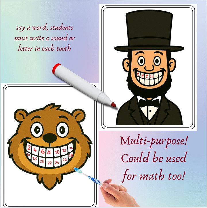 February Phonics & Math Centers – Teeth Elkonin Boxes for Sound Map product image (2)