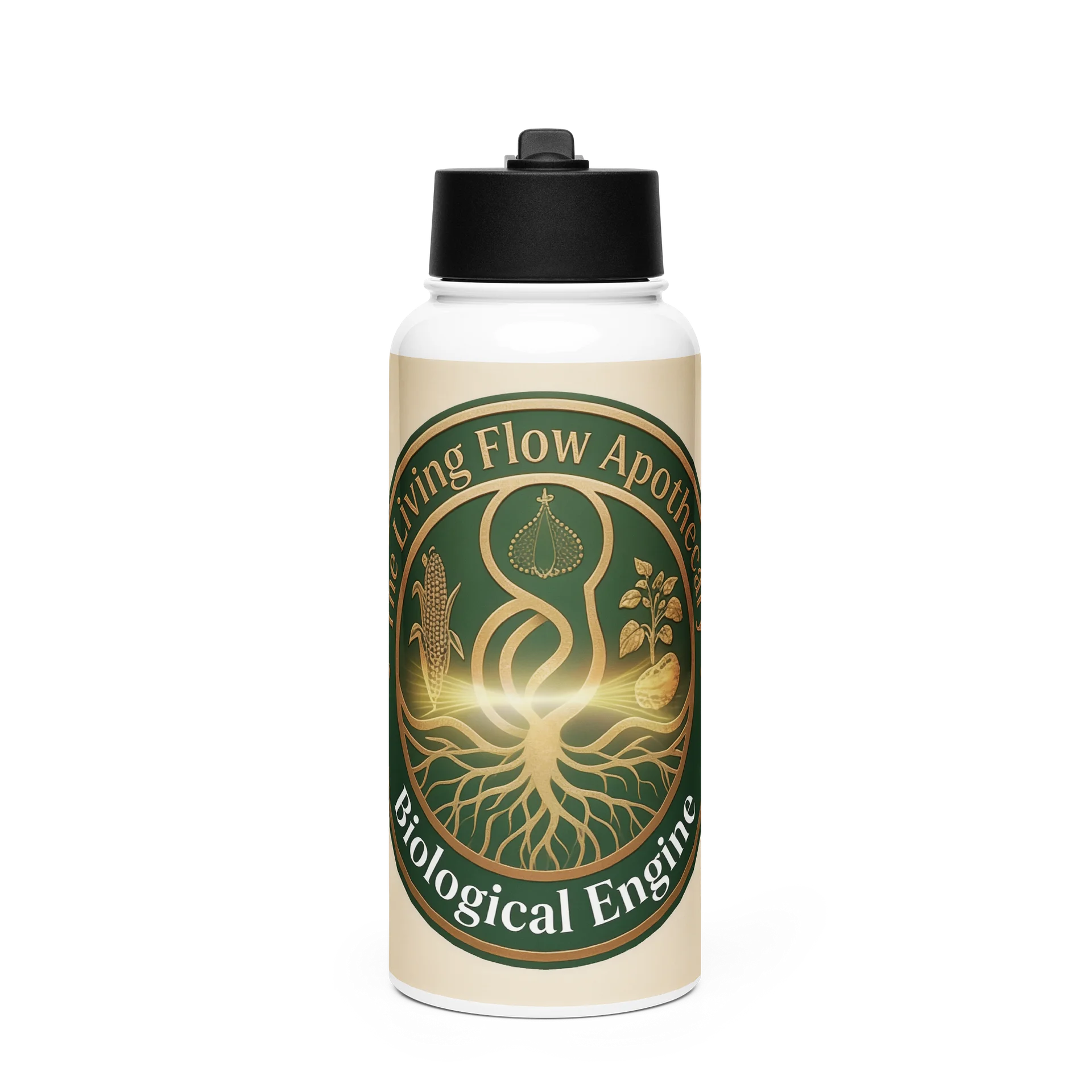 The Living Flow Apothecary Botanical Emblem Water Bottle product image (1)