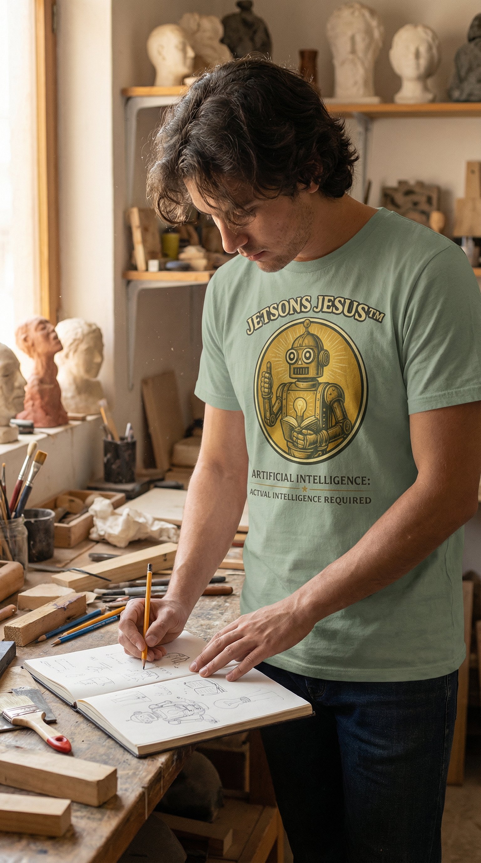 Jetsons Jesus™ T-Shirt | Artificial Intelligence, Actual Intelligence Required product image (2)