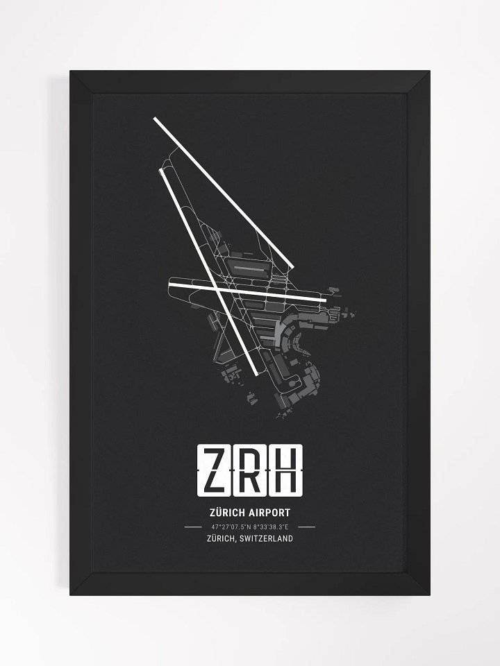 Framed Airport ZRH Premium Map On Matt Paper product image (1)