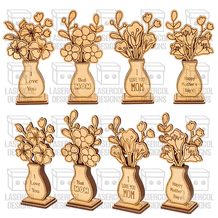 Mother's Day Flowers (2 Sizes, 4 Styles) - Laser Cut Files product image (2)