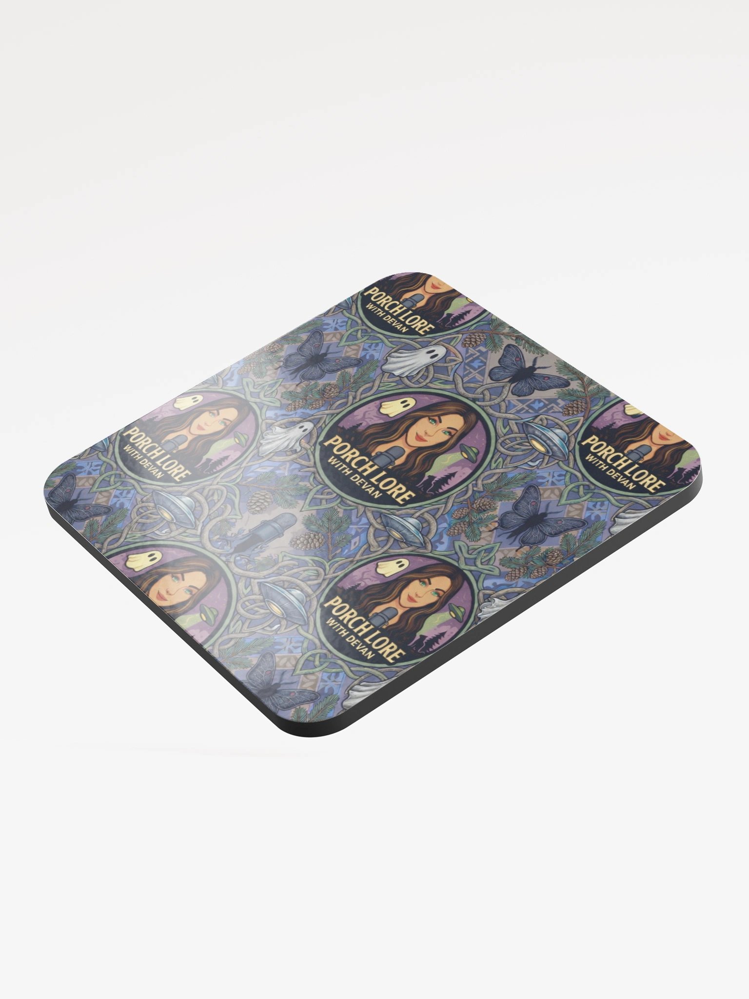 PORCH LORE DEVAN PERIWINKLE MOTH CORK COASTER product image (3)