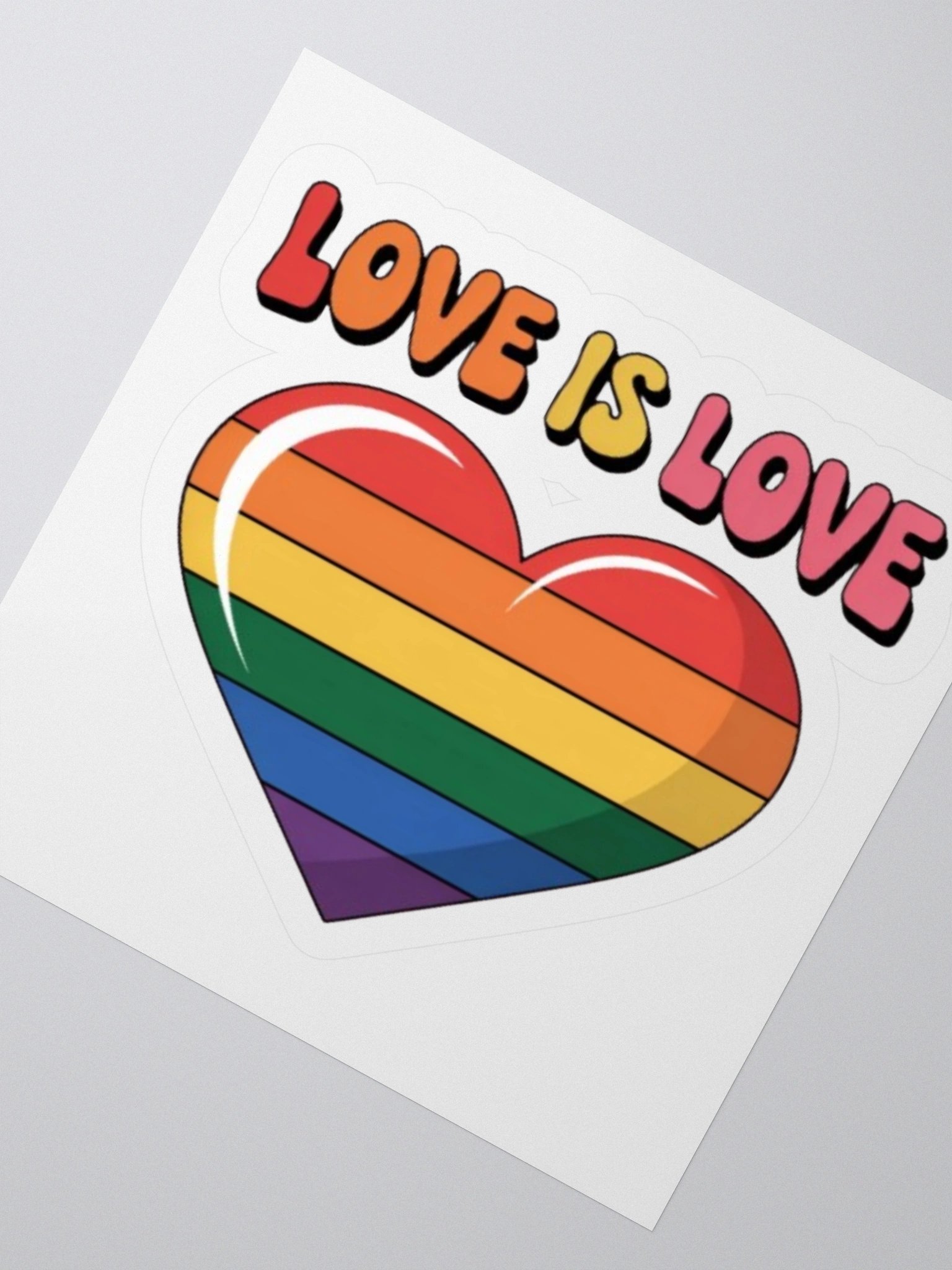 Exclusive 'Love is Love' Rainbow Heart Sticker – Vibrant Vinyl Design product image (6)