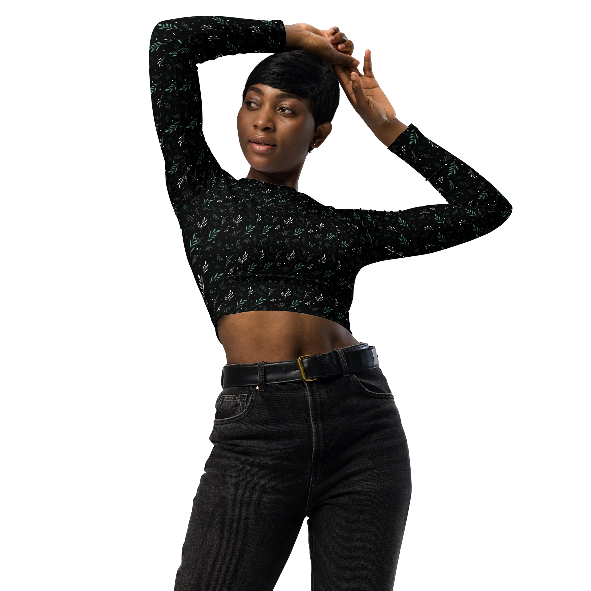 Midnight Leaf All-Over Crop Top product image (3)