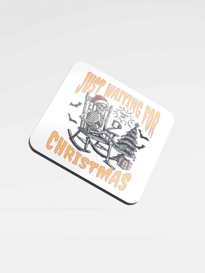 Just Waiting For Christmas Santa Skeleton Cork Coaster product image (2)