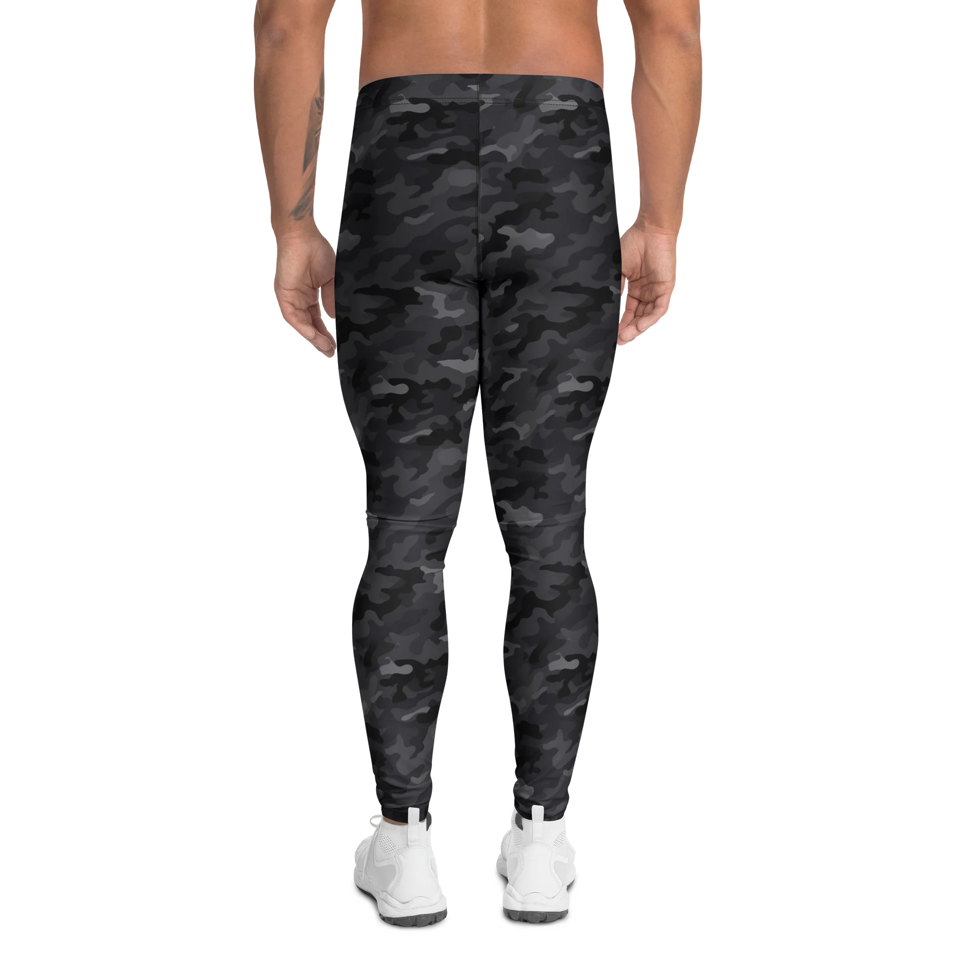 Comfortable Men's Leggings Bold Black Camo Print product image (2)