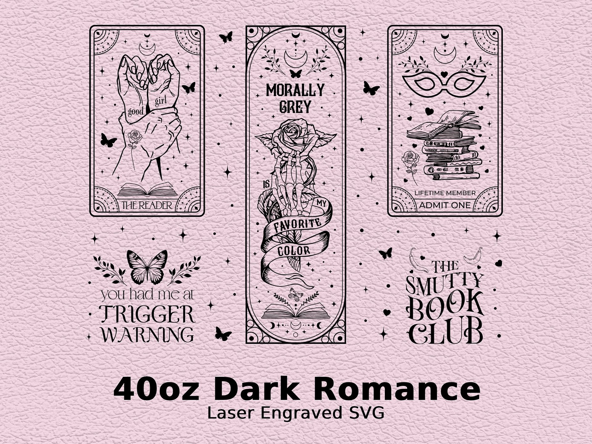 Smut Dark Romance Morally Grey Warning Witchy Laser Engraved SVG, 40oz Tumbler with Handle, Cricut Silhouette File, Digital Download product image (5)