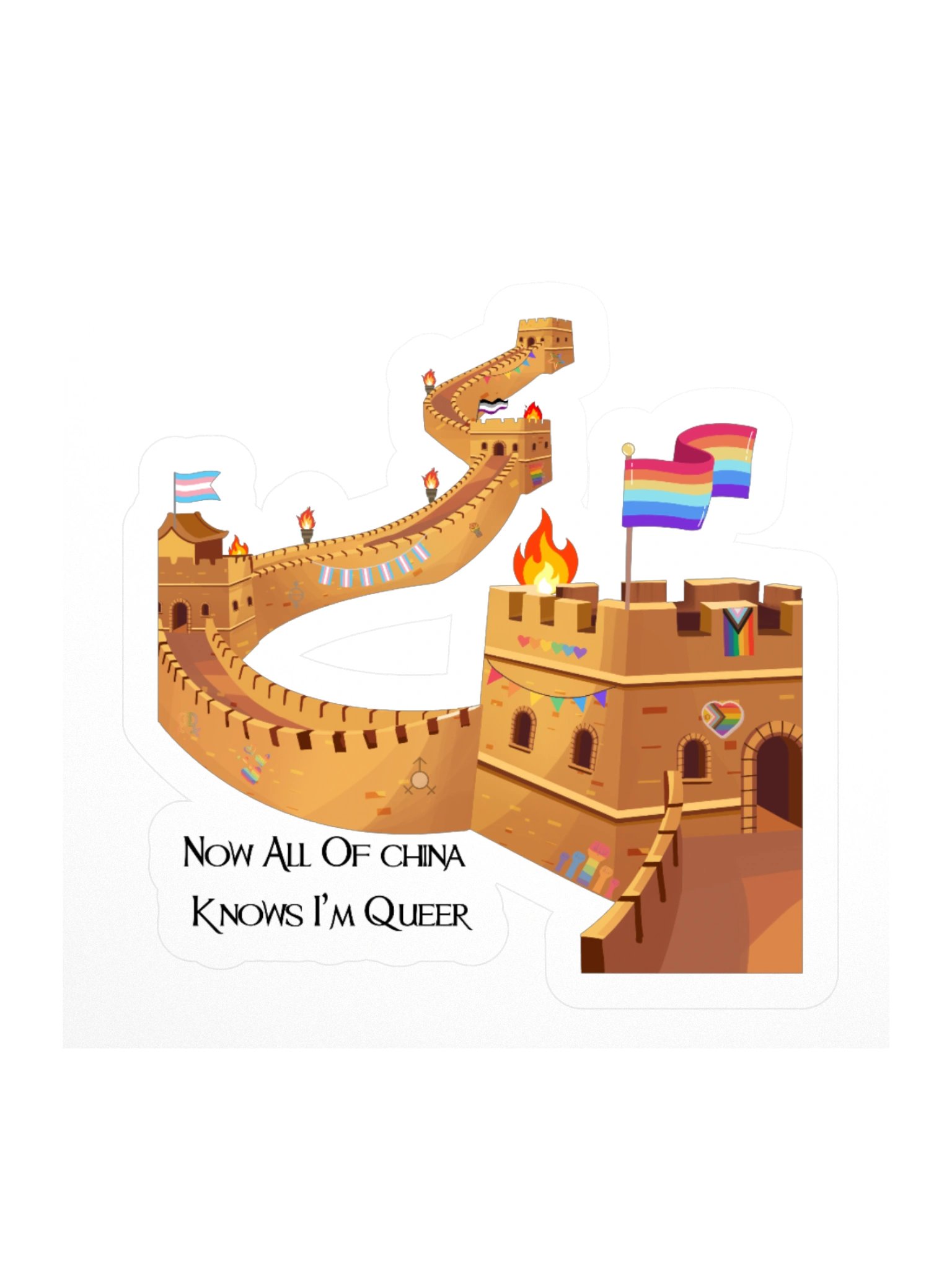 Now All Of China Knows I'm Queer Kisscut Sticker product image (1)
