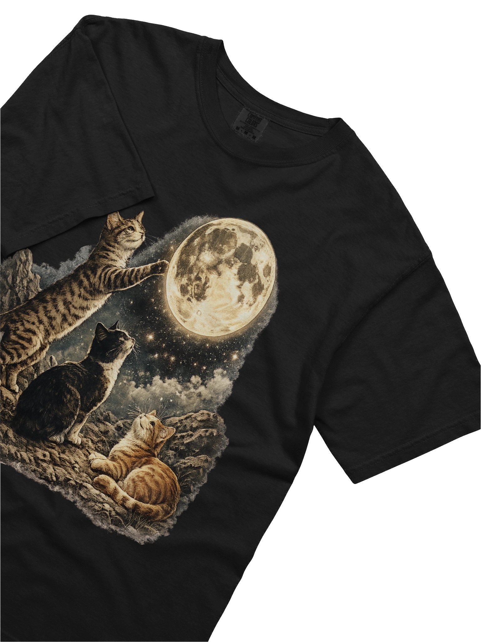 Moonlit Cats T-Shirt | Celestial Full Moon Vintage product image (10)