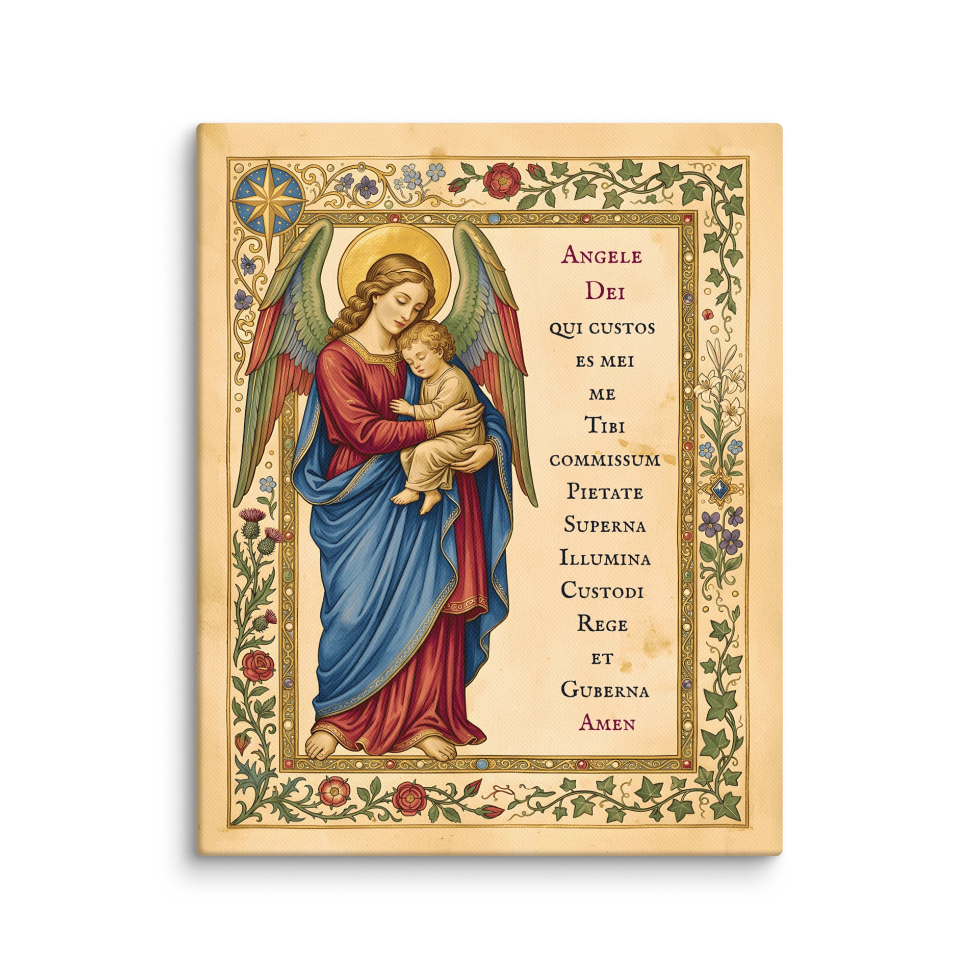 Angele Dei – Traditional Prayer to the Guardian Angel in Latin, Fine Art Canvas Print product image (1)